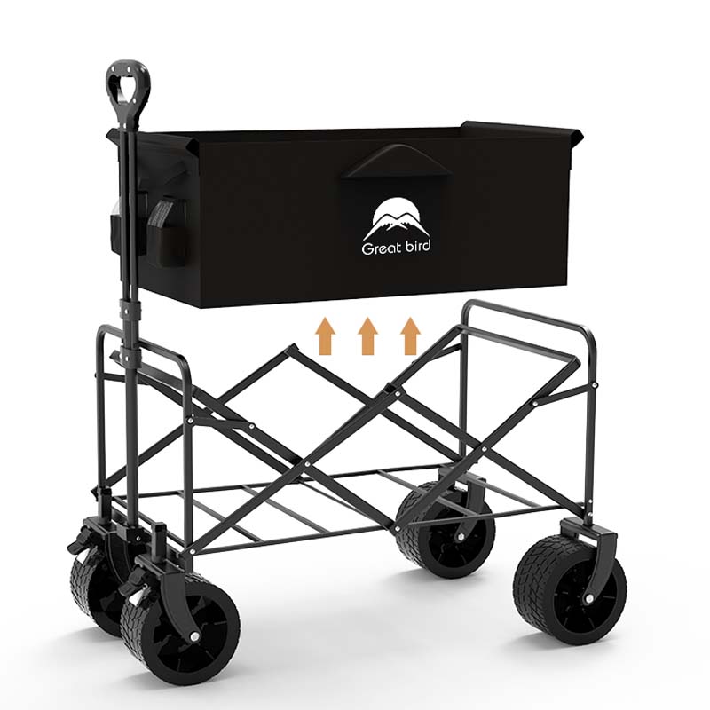 ROSONG Collapsible Wagon Cart with Wheels Foldable - Folding Utility Heavy Duty Wagons Carts for Grocery Sports Garden Shopping Camping