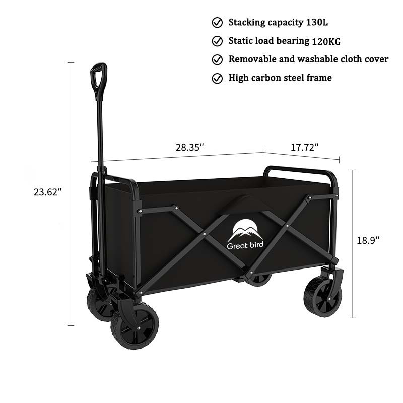 ROSONG Collapsible Wagon Cart with Wheels Foldable - Folding Utility Heavy Duty Wagons Carts for Grocery Sports Garden Shopping Camping