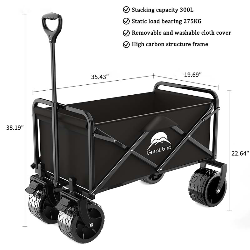 ROSONG Collapsible Wagon Cart with Wheels Foldable - Folding Utility Heavy Duty Wagons Carts for Grocery Sports Garden Shopping Camping