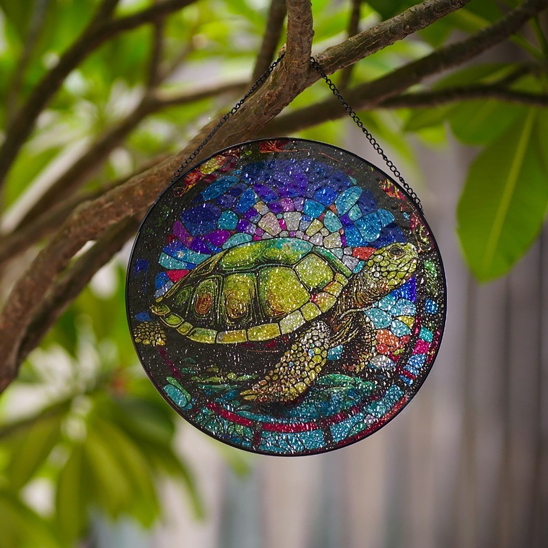 Sea turtles Stained Glass Suncatcher, Fantasy Book Lover Decor, Mystical Window Hanging, Gift for Readers