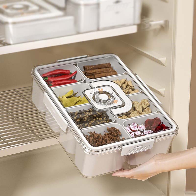Portable Snack Organizer Box with Lid & Handle – Divided Charcuterie Serving Tray for Candy, Fruit, Nuts, and More – Clear Compartment Container for Parties, Picnics, and Travel