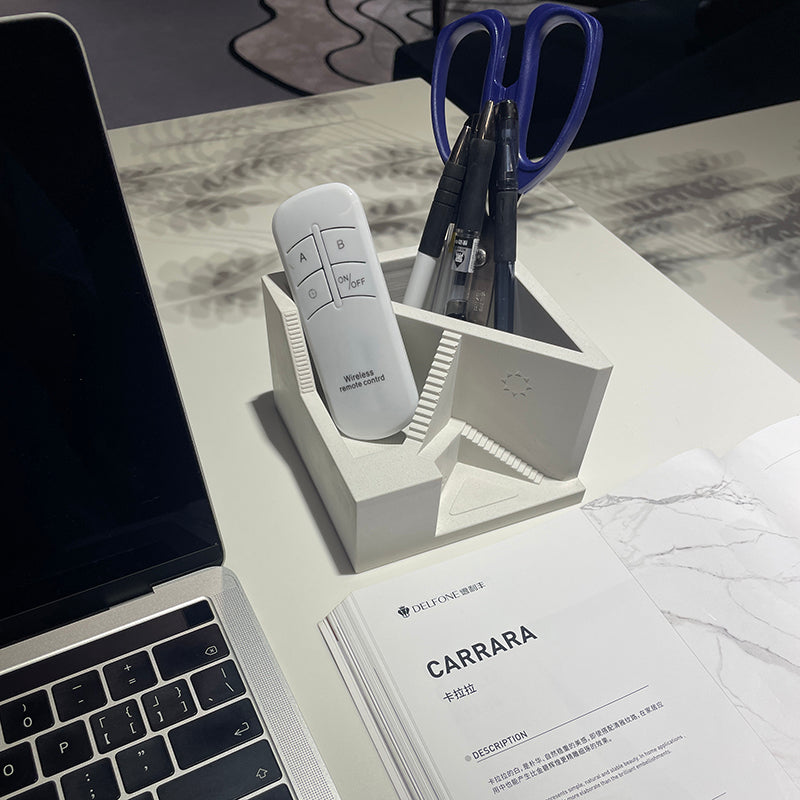 Architectural Concrete Pen Holder – Minimalist Desk Organizer Inspired by Brutalist Design