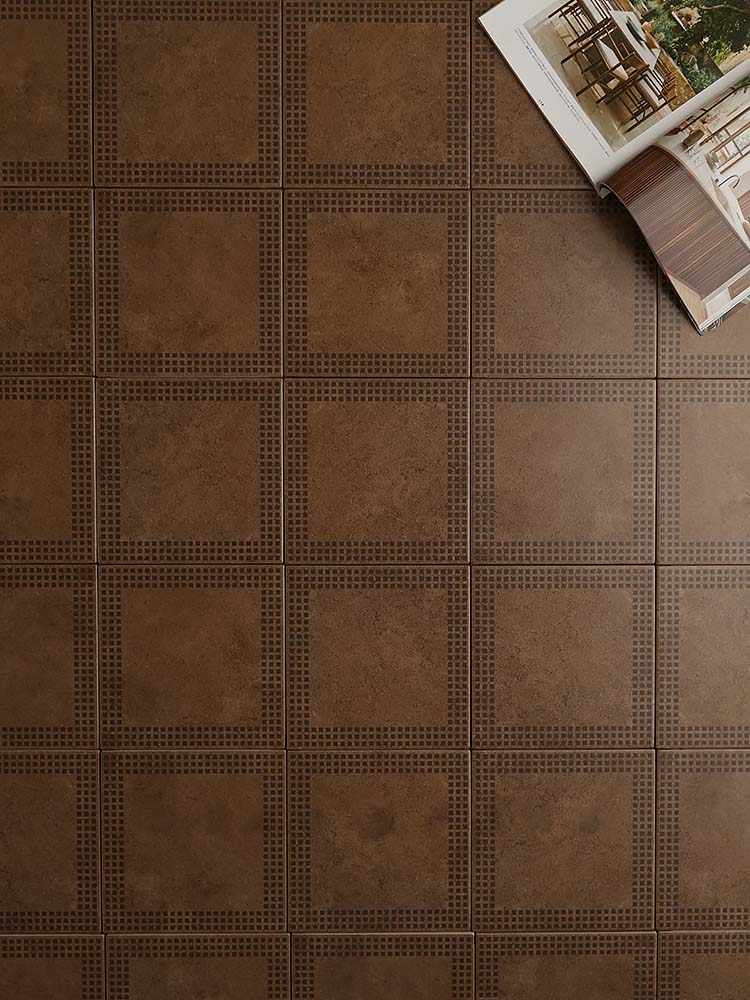 Anti-Slip Vintage Brown Ceramic Tile – Ideal for Entryway, Balcony, Kitchen, and Café