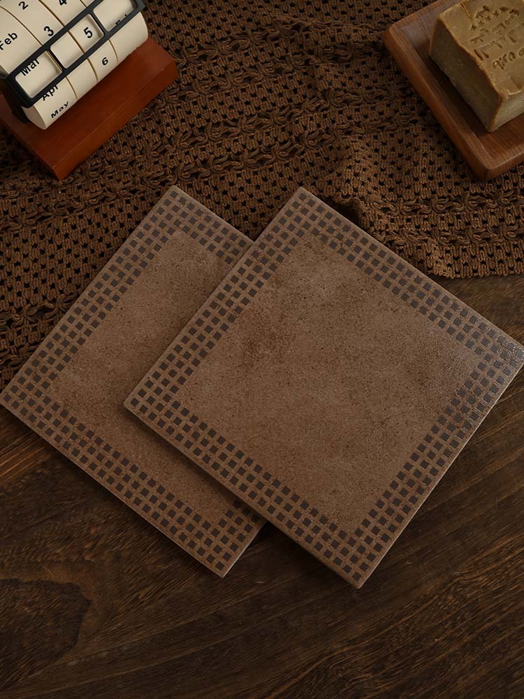 Anti-Slip Vintage Brown Ceramic Tile – Ideal for Entryway, Balcony, Kitchen, and Café
