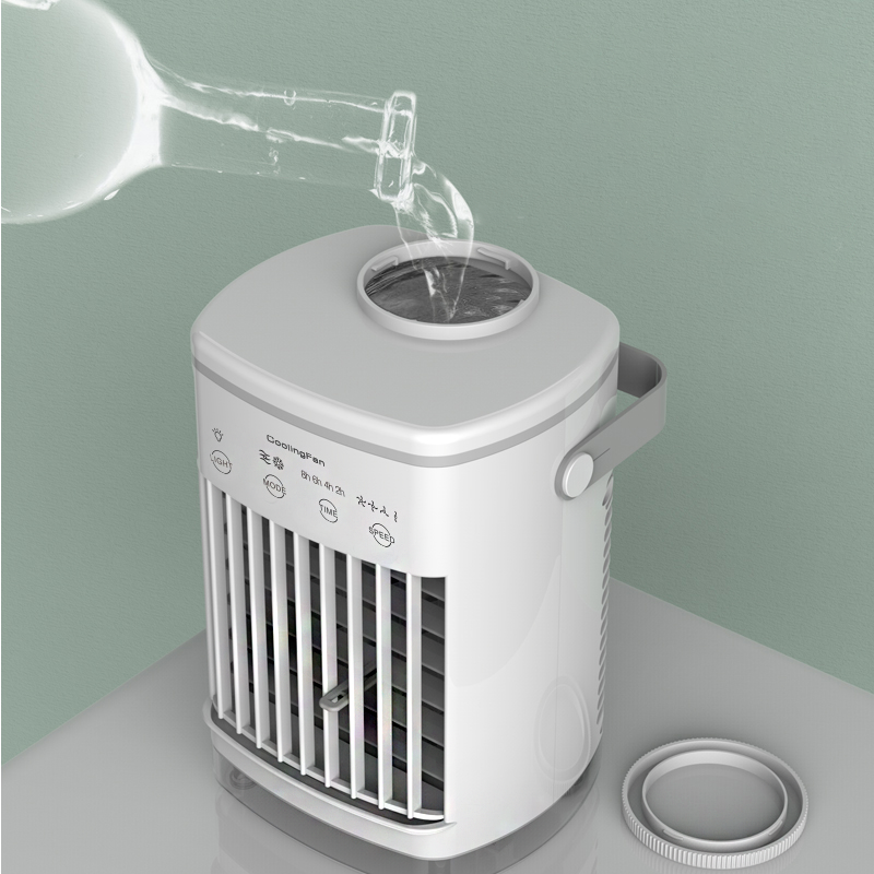 DFLU Portable Air Conditioner – 3 Fan Speeds, 3 Mist Modes, 50oz Large Water Tank, 2–8H Timer, 7-Color LED Light, 11" 5-Blade Cooling Fan – Personal Mini AC for Bedroom & Room Use
