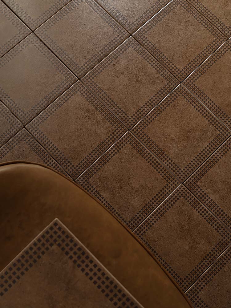 Anti-Slip Vintage Brown Ceramic Tile – Ideal for Entryway, Balcony, Kitchen, and Café