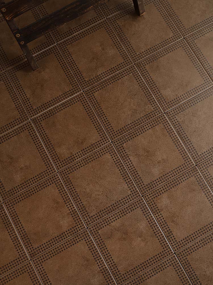 Anti-Slip Vintage Brown Ceramic Tile – Ideal for Entryway, Balcony, Kitchen, and Café