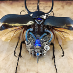 Steampunk Beetle Insect, Real Chalcosoma Atlas,  Wall Decor, Ornament Aesthetic Art, Tech Art Gift, Biomechanical Art