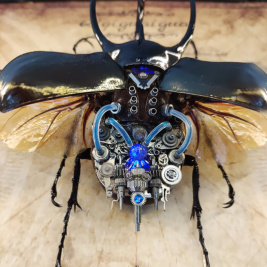 Steampunk Beetle Insect, Real Chalcosoma Atlas,  Wall Decor, Ornament Aesthetic Art, Tech Art Gift, Biomechanical Art