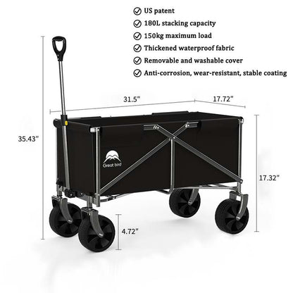 ROSONG Collapsible Wagon Cart with Wheels Foldable - Folding Utility Heavy Duty Wagons Carts for Grocery Sports Garden Shopping Camping