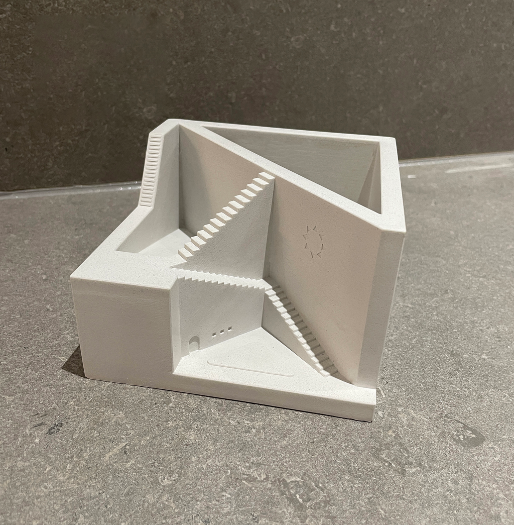 Architectural Concrete Pen Holder – Minimalist Desk Organizer Inspired by Brutalist Design