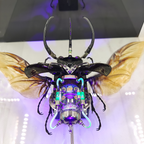 Steampunk Beetle Insect, Real Chalcosoma Atlas,  Wall Decor, Ornament Aesthetic Art, Tech Art Gift, Biomechanical Art