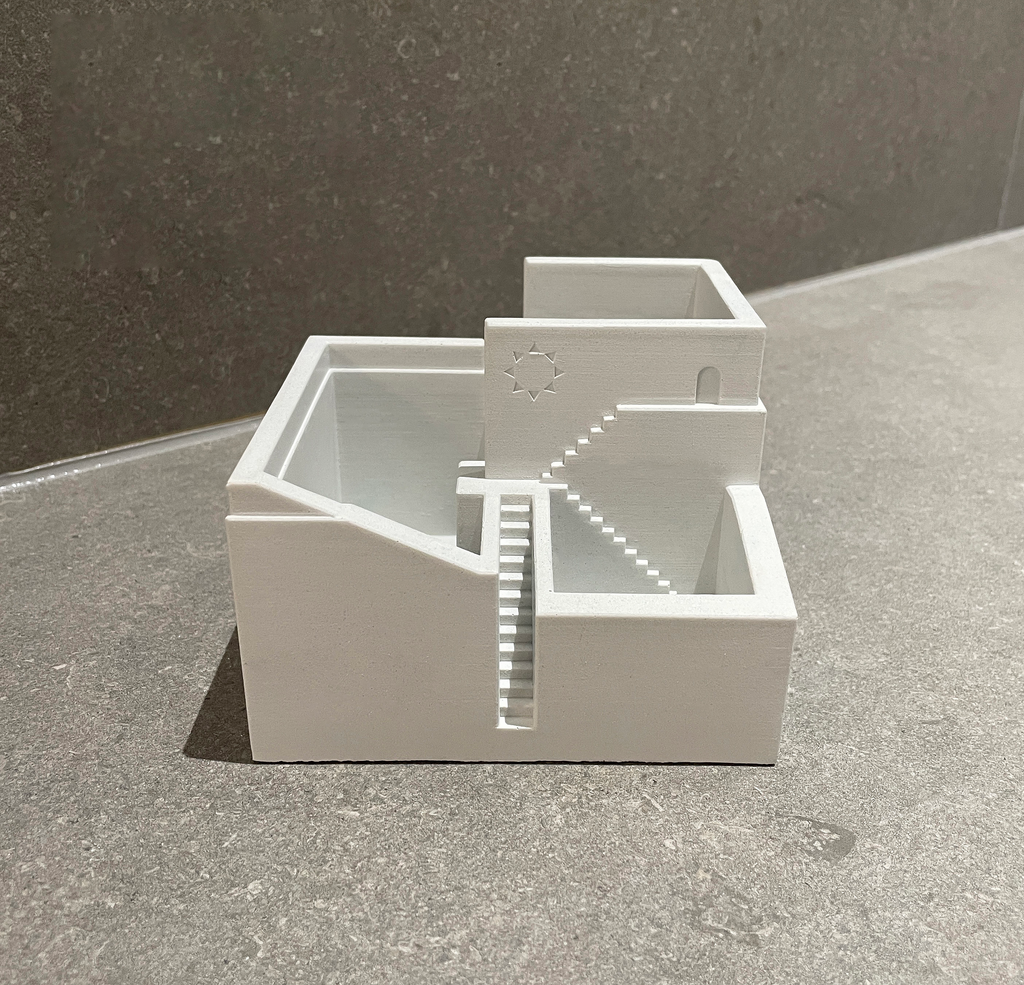 Architectural Concrete Pen Holder – Minimalist Desk Organizer Inspired by Brutalist Design