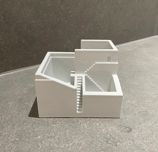 Architectural Concrete Pen Holder – Minimalist Desk Organizer Inspired by Brutalist Design
