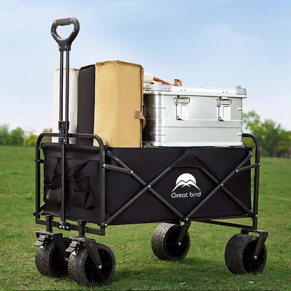 ROSONG Collapsible Wagon Cart with Wheels Foldable - Folding Utility Heavy Duty Wagons Carts for Grocery Sports Garden Shopping Camping