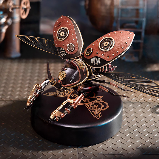 Realistic Mechanical Rhinoceros Beetle – Articulated Metal Insect Model | Unique Gift for Collectors & Sci-Fi Fans