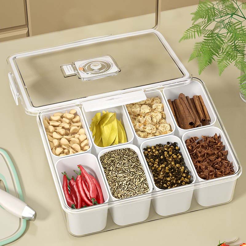 Portable Snack Organizer Box with Lid & Handle – Divided Charcuterie Serving Tray for Candy, Fruit, Nuts, and More – Clear Compartment Container for Parties, Picnics, and Travel