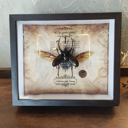 Steampunk Beetle Insect, Real Chalcosoma Atlas,  Wall Decor, Ornament Aesthetic Art, Tech Art Gift, Biomechanical Art