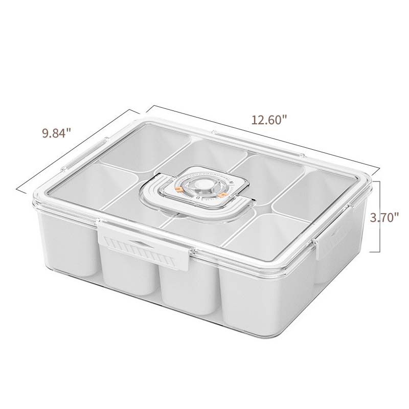 Portable Snack Organizer Box with Lid & Handle – Divided Charcuterie Serving Tray for Candy, Fruit, Nuts, and More – Clear Compartment Container for Parties, Picnics, and Travel