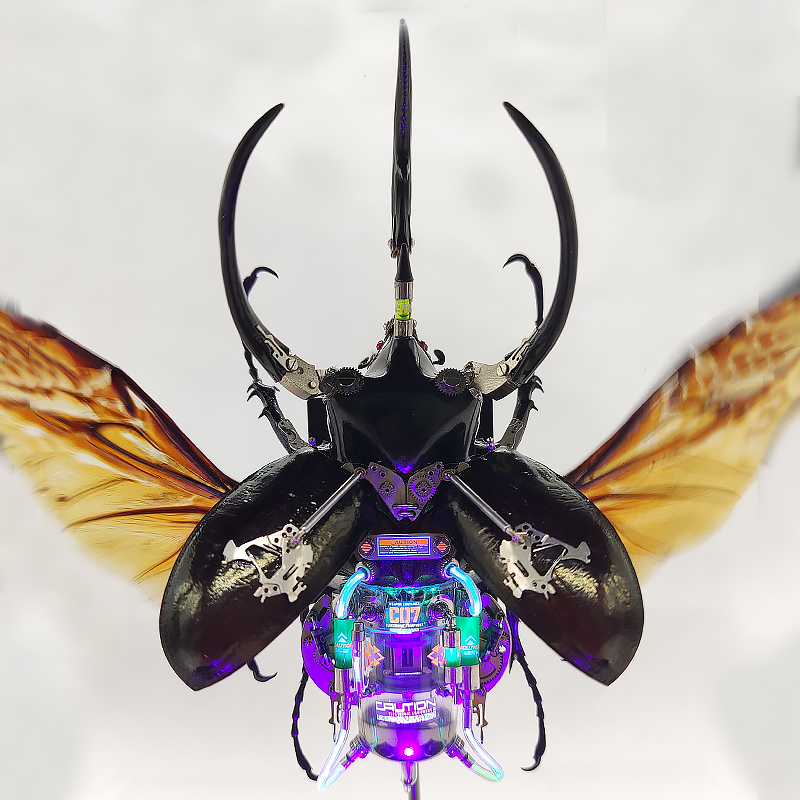 Steampunk Beetle Insect, Real Chalcosoma Atlas,  Wall Decor, Ornament Aesthetic Art, Tech Art Gift, Biomechanical Art