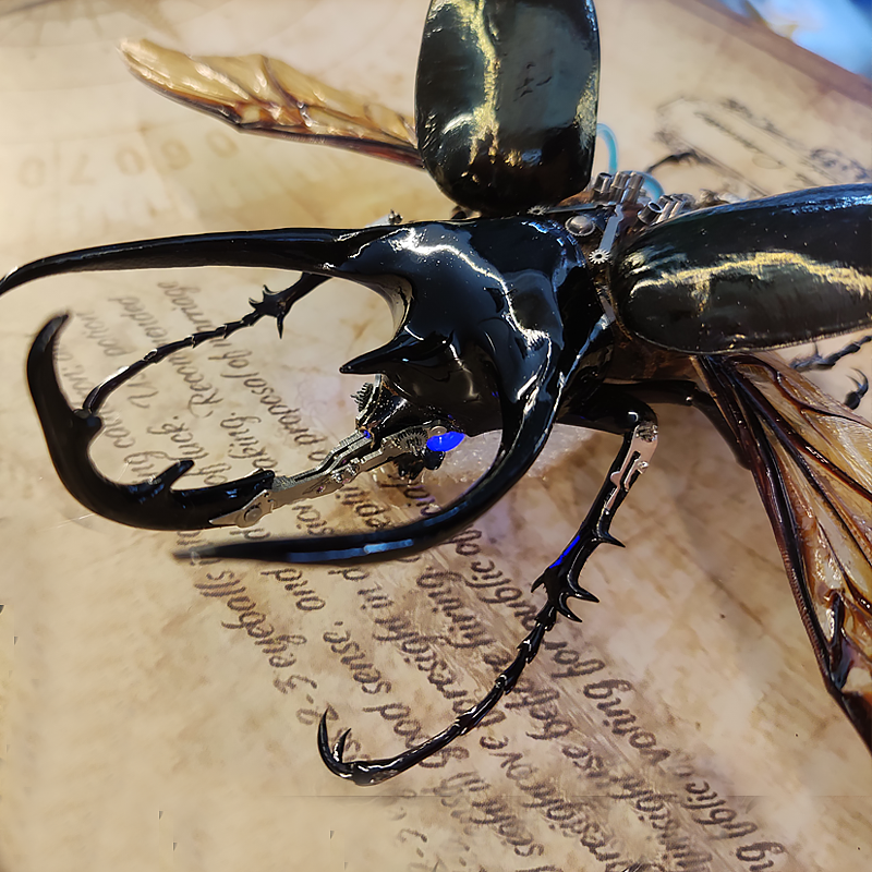 Steampunk Beetle Insect, Real Chalcosoma Atlas,  Wall Decor, Ornament Aesthetic Art, Tech Art Gift, Biomechanical Art
