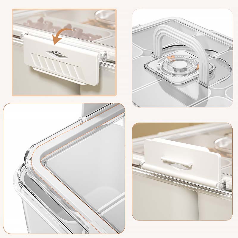 Portable Snack Organizer Box with Lid & Handle – Divided Charcuterie Serving Tray for Candy, Fruit, Nuts, and More – Clear Compartment Container for Parties, Picnics, and Travel