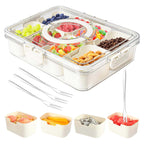 Portable Snack Organizer Box with Lid & Handle – Divided Charcuterie Serving Tray for Candy, Fruit, Nuts, and More – Clear Compartment Container for Parties, Picnics, and Travel