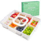 Portable Snack Organizer Box with Lid & Handle – Divided Charcuterie Serving Tray for Candy, Fruit, Nuts, and More – Clear Compartment Container for Parties, Picnics, and Travel