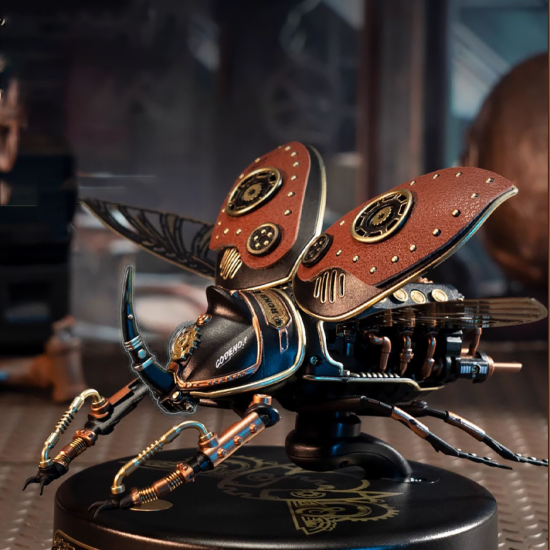 Realistic Mechanical Rhinoceros Beetle – Articulated Metal Insect Model | Unique Gift for Collectors & Sci-Fi Fans