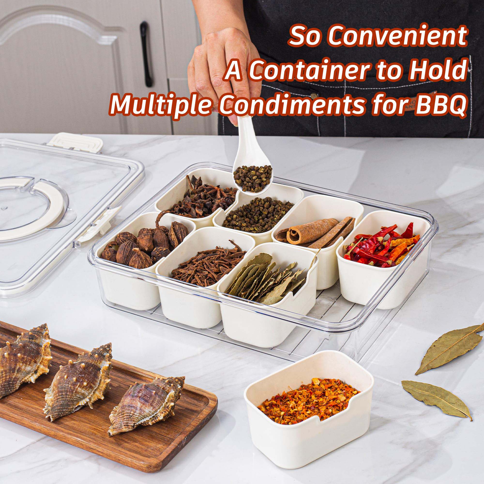 Portable Snack Organizer Box with Lid & Handle – Divided Charcuterie Serving Tray for Candy, Fruit, Nuts, and More – Clear Compartment Container for Parties, Picnics, and Travel