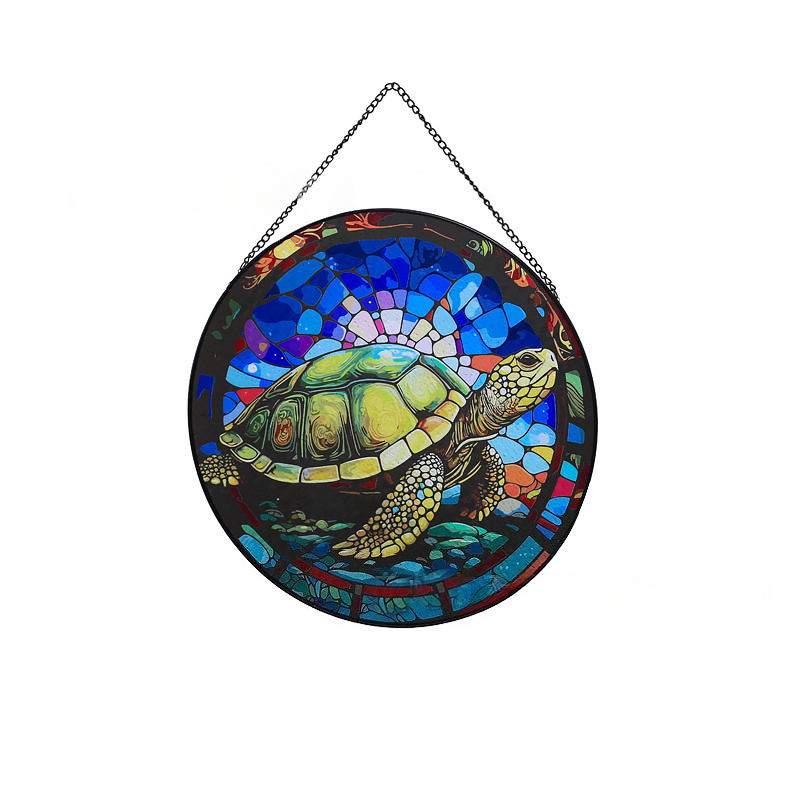 Sea turtles Stained Glass Suncatcher, Fantasy Book Lover Decor, Mystical Window Hanging, Gift for Readers