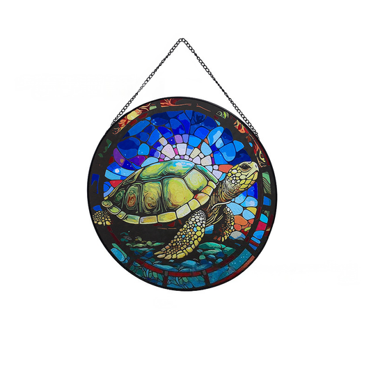 Sea turtles Stained Glass Suncatcher, Fantasy Book Lover Decor, Mystical Window Hanging, Gift for Readers