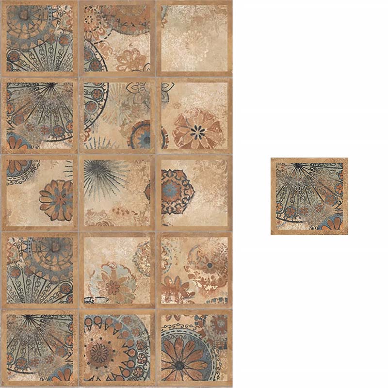 French Country Vintage Brown Patterned Tile – Anti-Slip Ceramic for Bathroom, Café, B&B & Restaurant