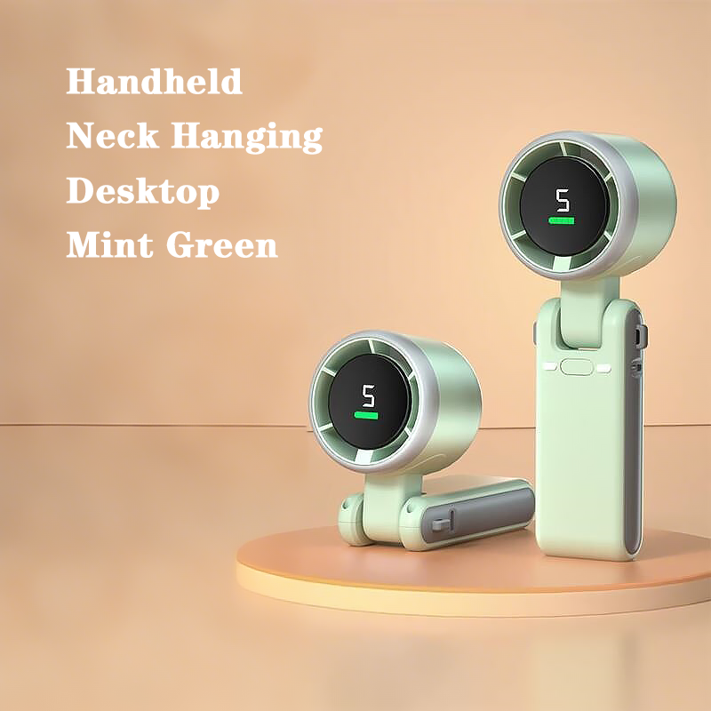 PHENSEN 4-in-1 Portable Handheld Fan – 100-Speed Adjustable, 5000mAh Rechargeable Battery, Foldable with Clip, 160° Rotating Head – Perfect for Travel, Office & Outdoor Use