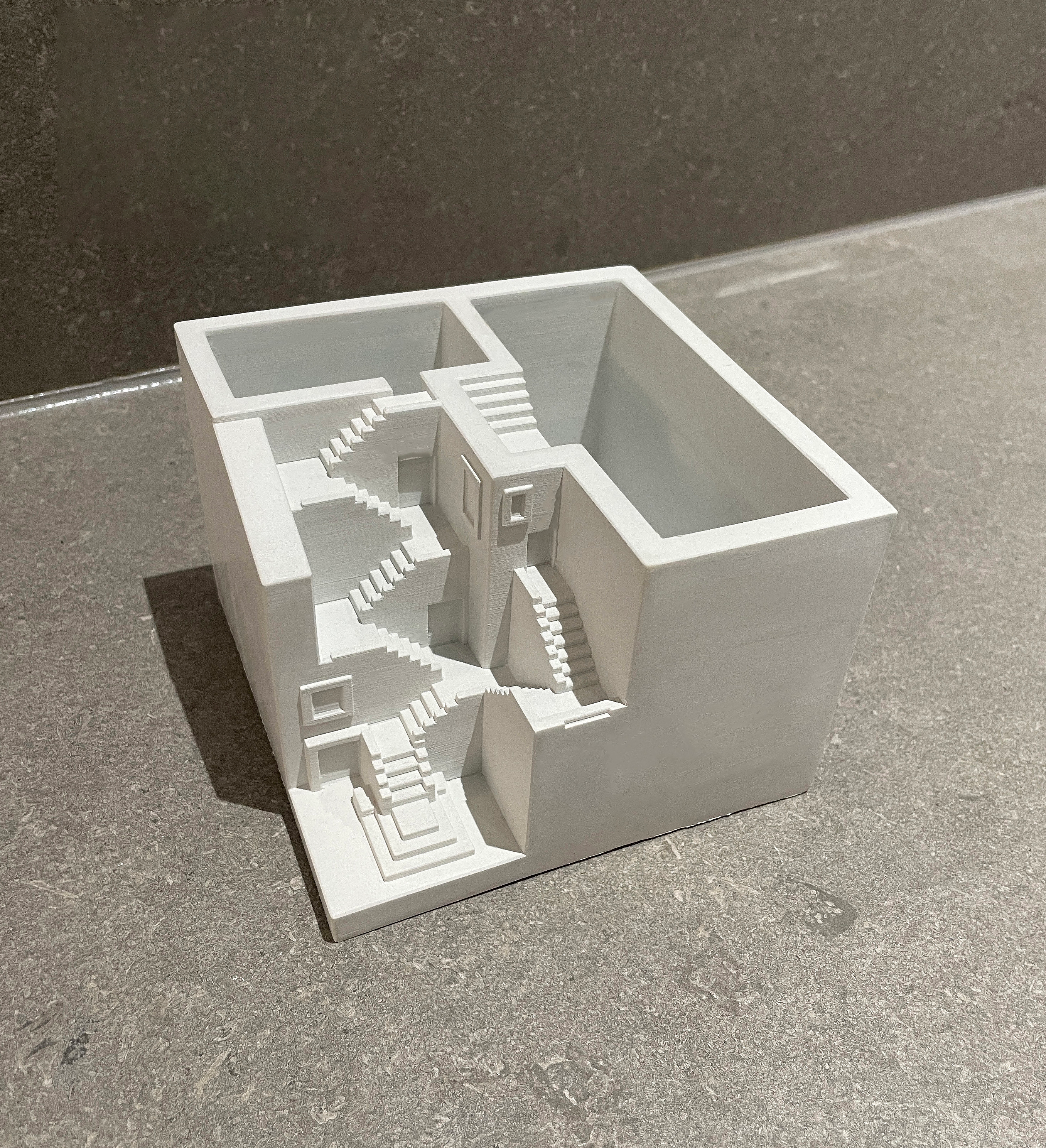 Architectural Concrete Pen Holder – Minimalist Desk Organizer Inspired by Brutalist Design