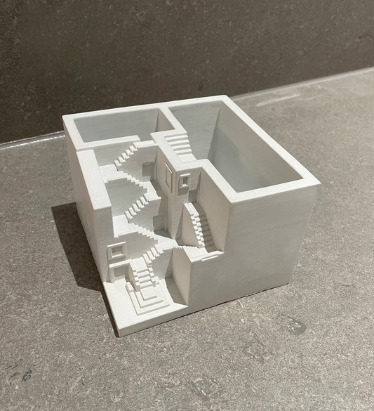 Architectural Concrete Pen Holder – Minimalist Desk Organizer Inspired by Brutalist Design