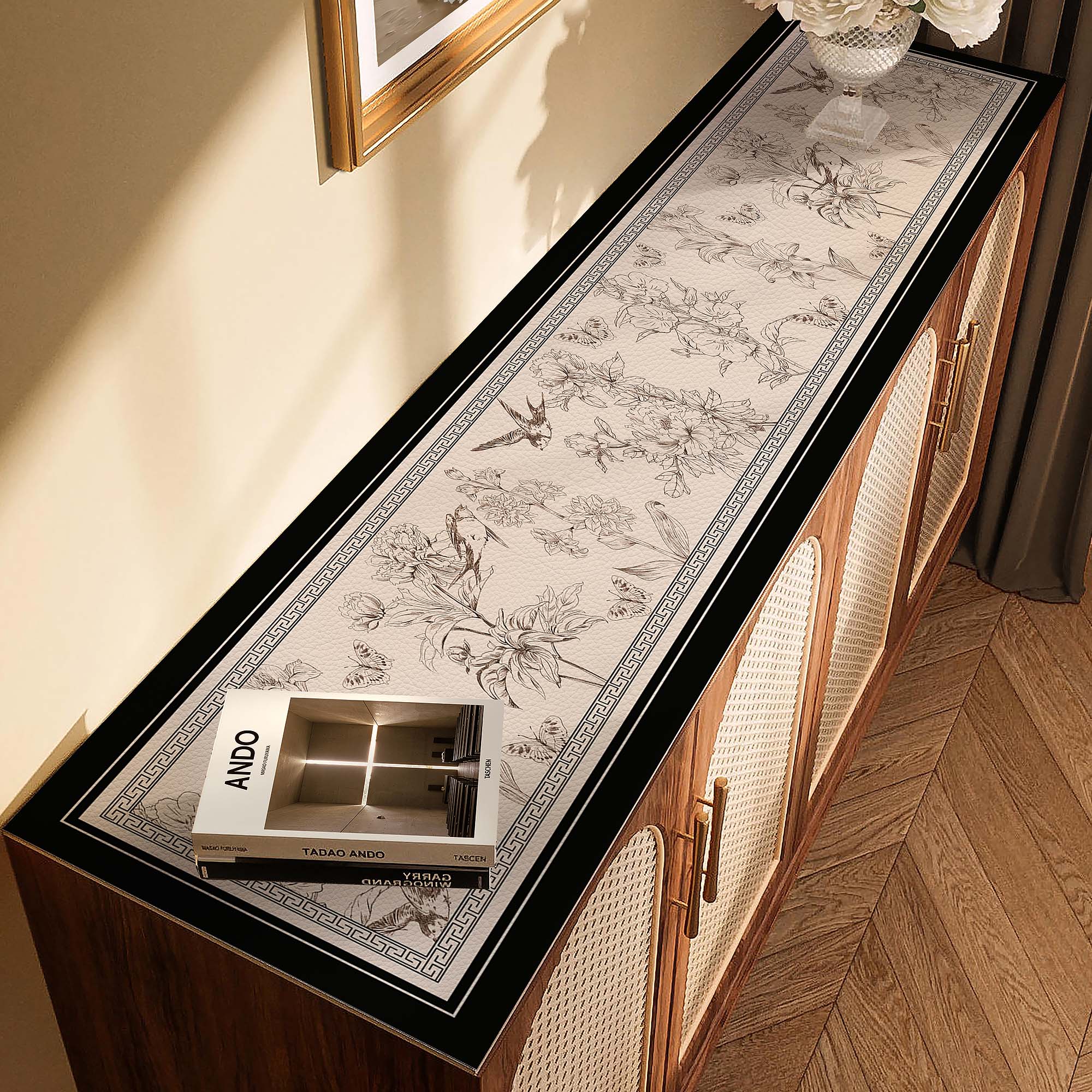 Vintage Waterproof Table Mat – PU Leather Cover for Buffet Tables, TV Stands, Dressers & Desks