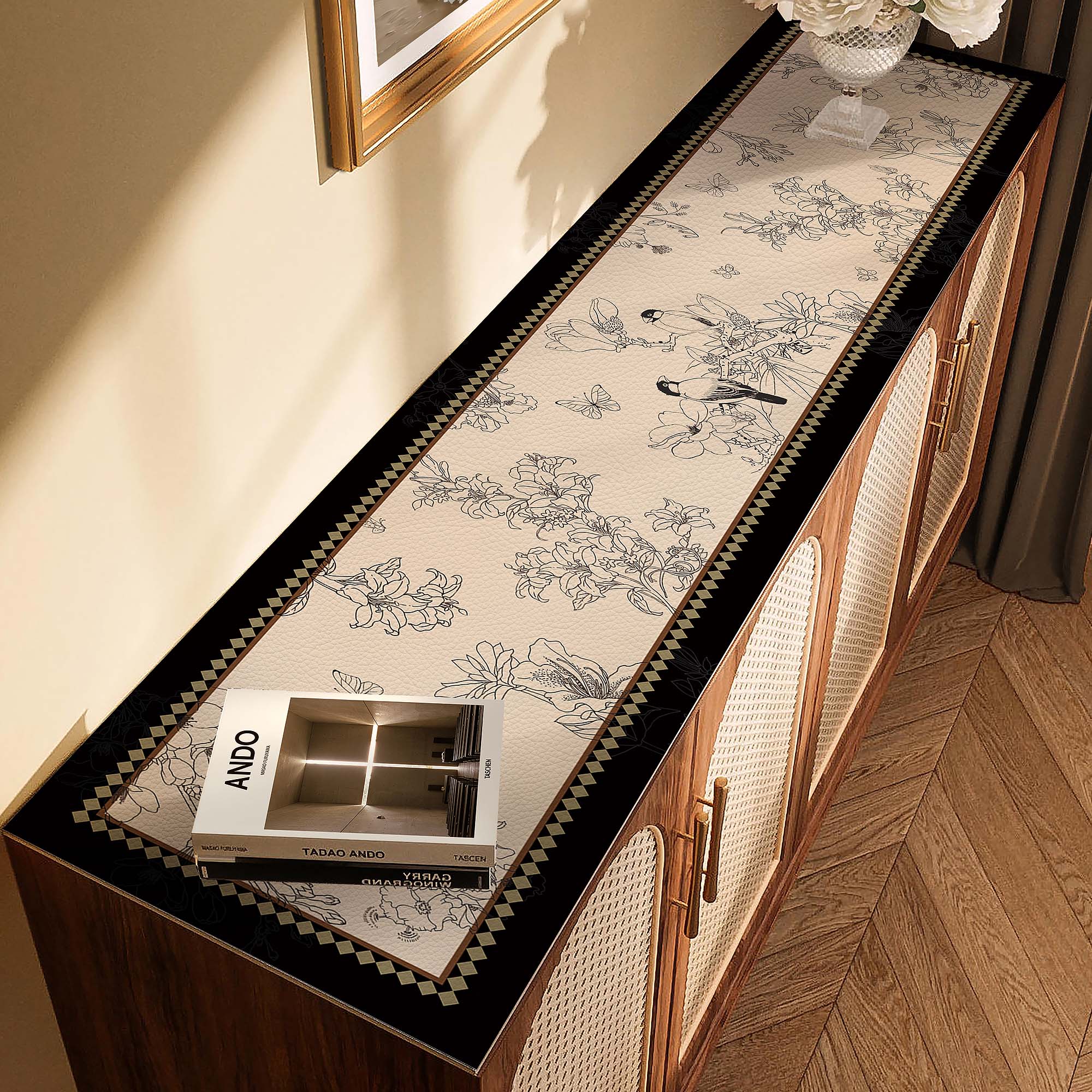Vintage Waterproof Table Mat – PU Leather Cover for Buffet Tables, TV Stands, Dressers & Desks