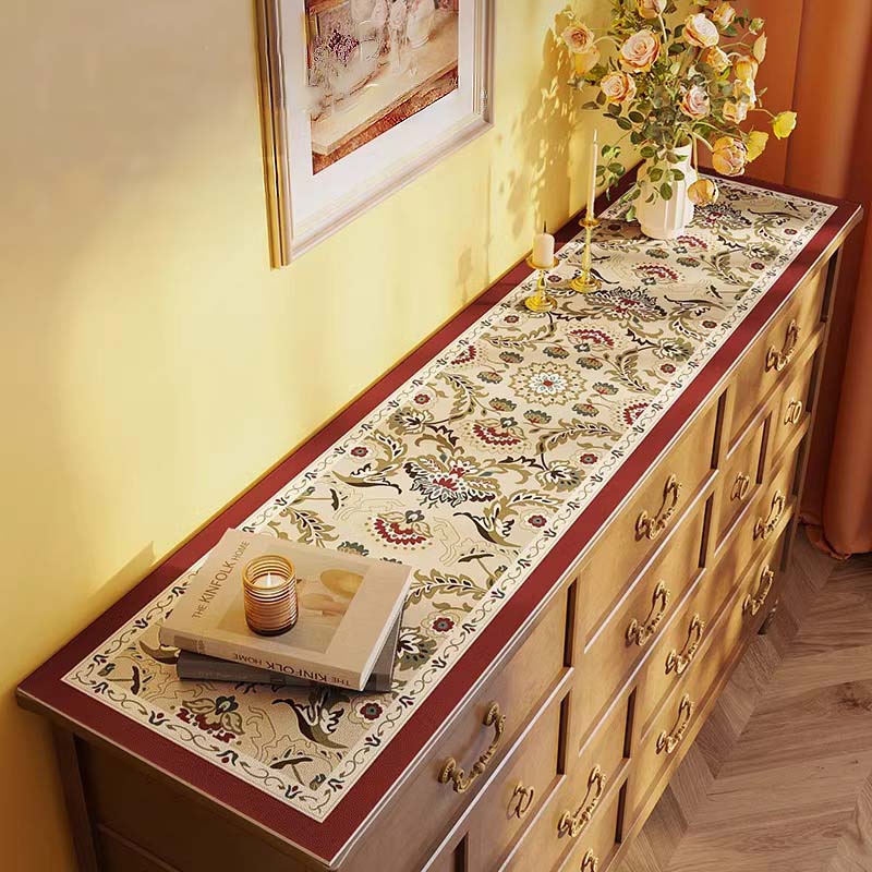 Vintage Waterproof Table Mat – PU Leather Cover for Buffet Tables, TV Stands, Dressers & Desks