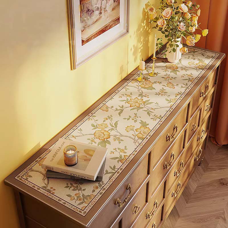 Retro PU Leather Table Cover – Waterproof Desk Mat for Sideboards, TV Cabinets & Dressing Tables