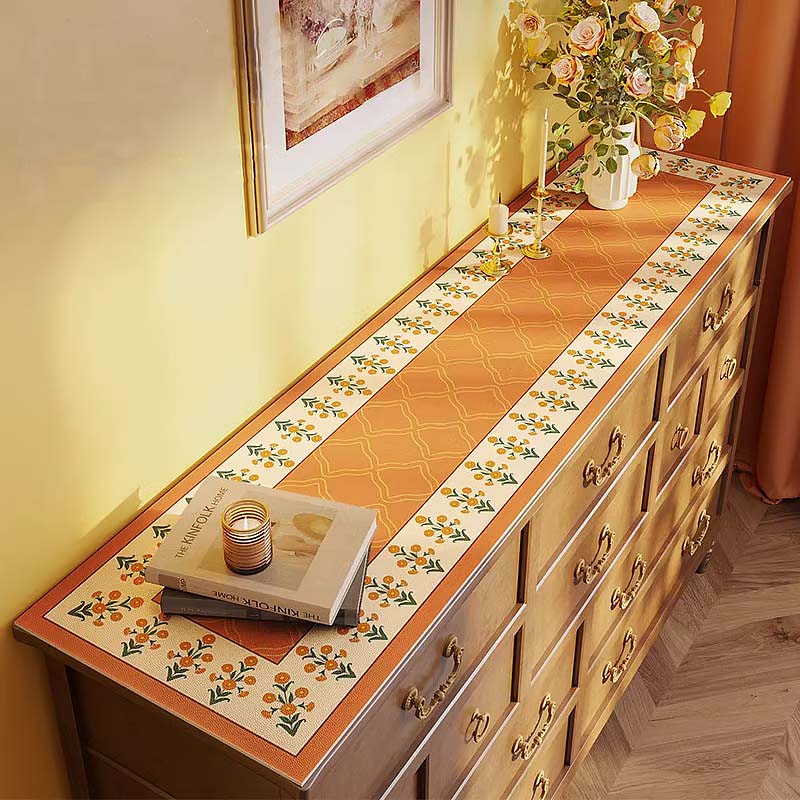 Retro PU Leather Table Cover – Waterproof Desk Mat for Sideboards, TV Cabinets & Dressing Tables