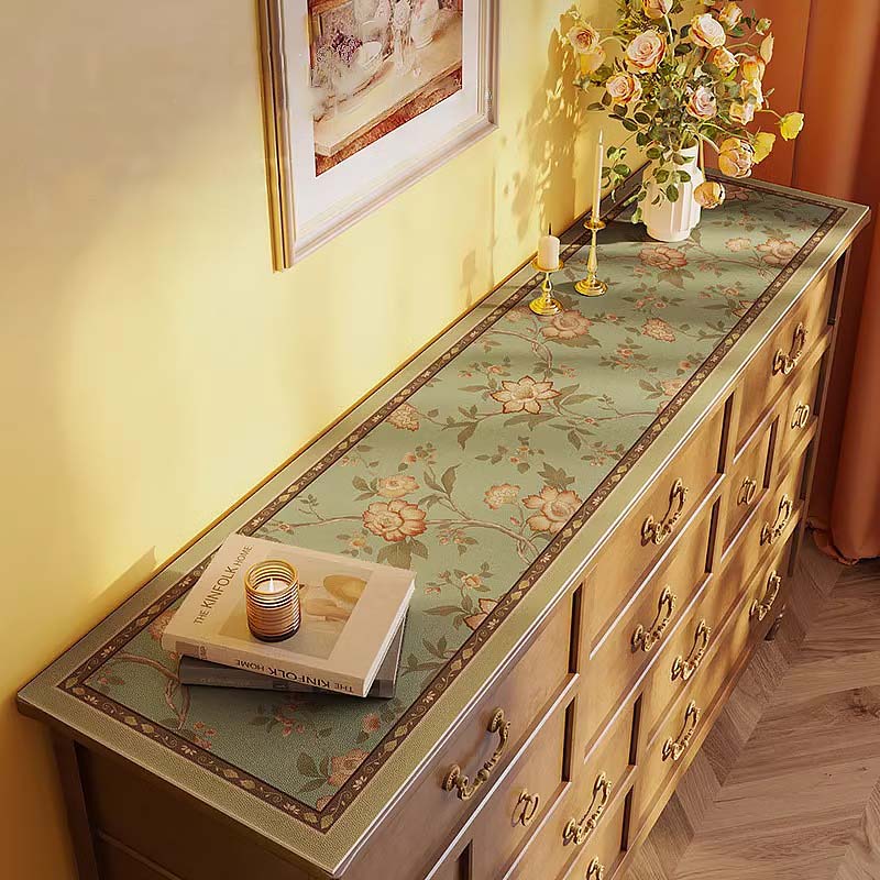 Retro PU Leather Table Cover – Waterproof Desk Mat for Sideboards, TV Cabinets & Dressing Tables